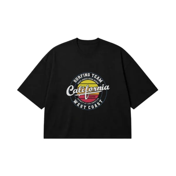 تیشرت باکسی تایپوگرافی California Surfing Team West Coast کد 16046
