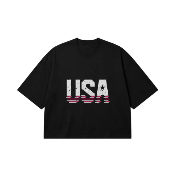 تیشرت باکسی تایپوگرافی USA طرح ستاره کد 16066