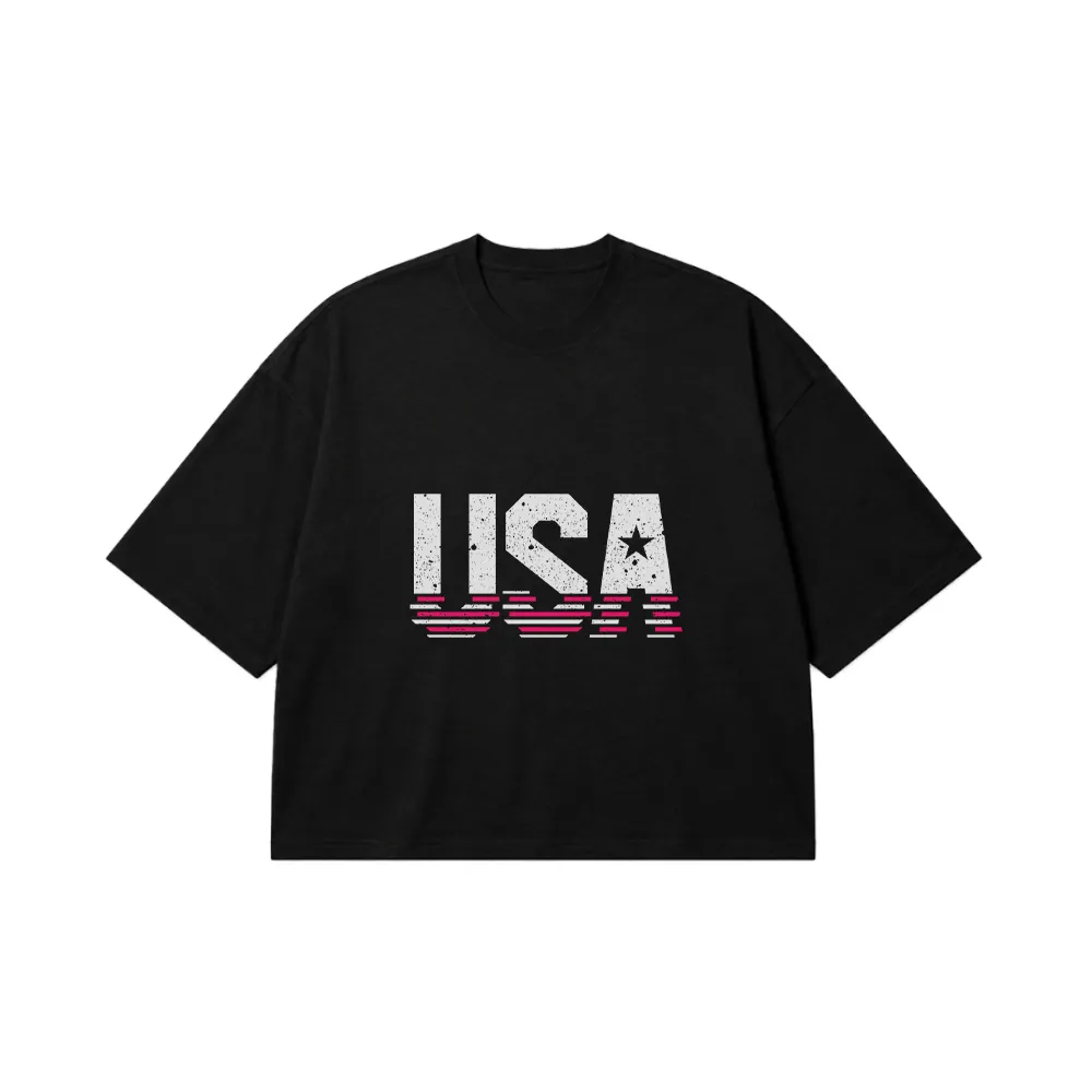 تیشرت باکسی تایپوگرافی USA طرح ستاره کد 16066