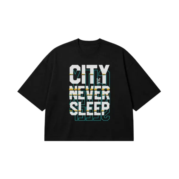 تیشرت باکسی تایپوگرافی City Never Sleep NYC کد 16068