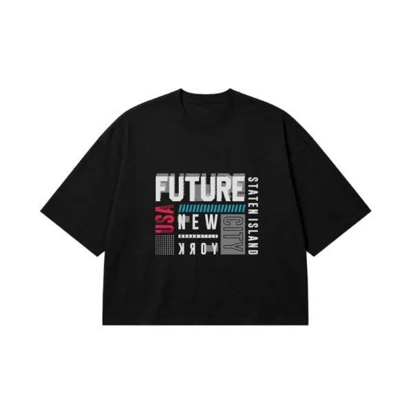 تیشرت باکسی تایپوگرافی Future USA Staten Island کد 16070