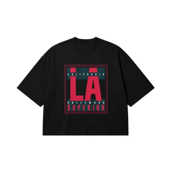 تیشرت باکسی تایپوگرافی LA California Hollywood کد 16110