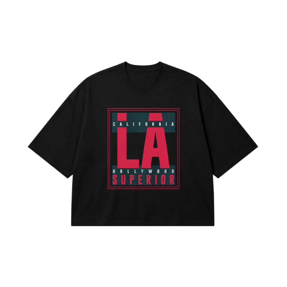 تیشرت باکسی تایپوگرافی LA California Hollywood کد 16110