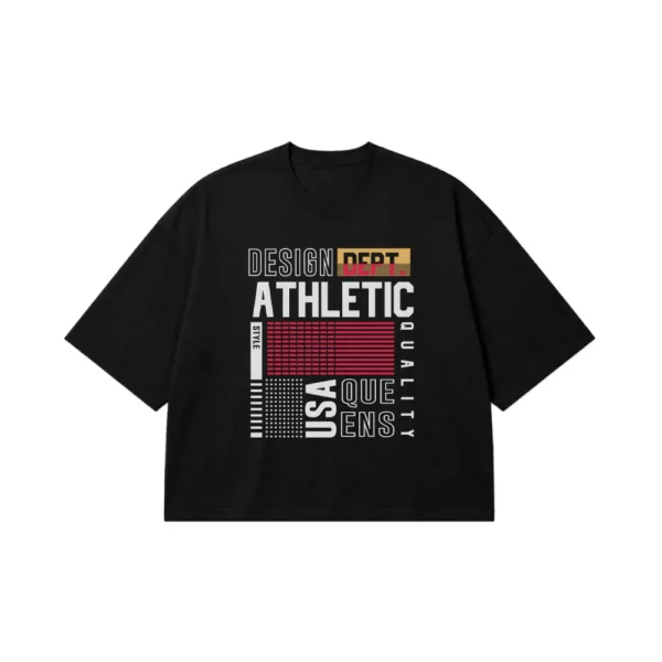 تیشرت باکسی تایپوگرافی Queens Athletic USA کد 16141