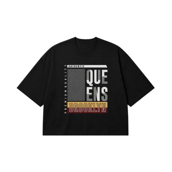 تیشرت باکسی تایپوگرافی Queens Brooklyn Authentic کد 16143