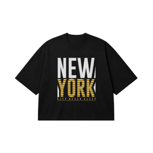 تیشرت باکسی تایپوگرافی New York City Never Sleeps کد 16154
