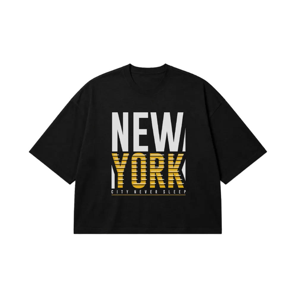 تیشرت باکسی تایپوگرافی New York City Never Sleeps کد 16154