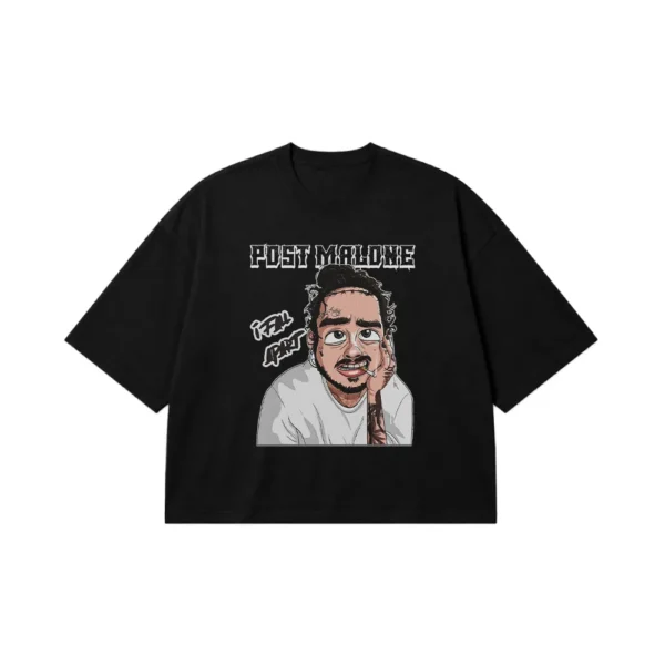 تیشرت باکسی پست مالون طرح کارتونی (Post Malone) کد 1616