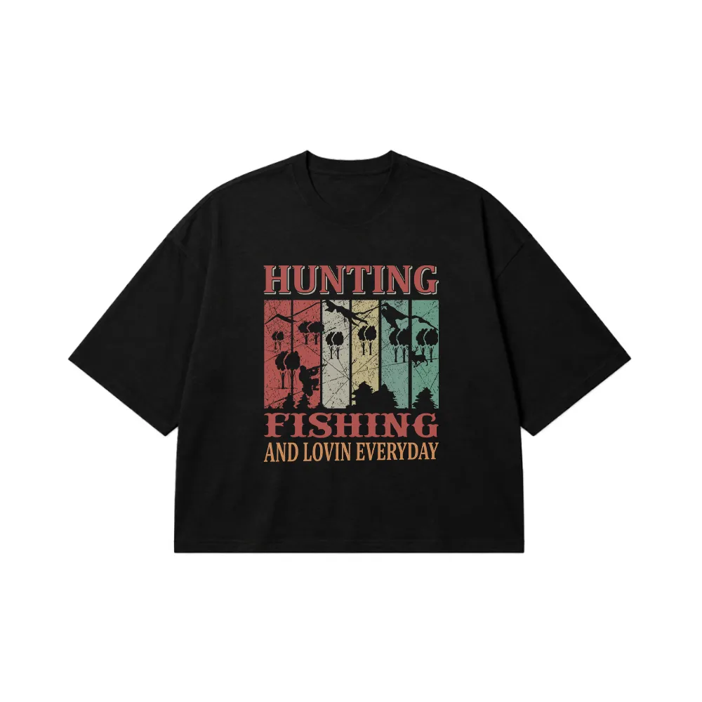 تیشرت باکسی شکار طرح Hunting Fishing and Lovin Everyday کد 16177