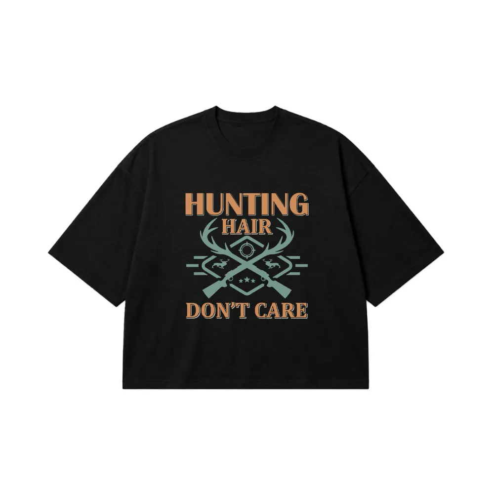 تیشرت باکسی شکار نوشته Hunting Hair Don't Care کد 16180