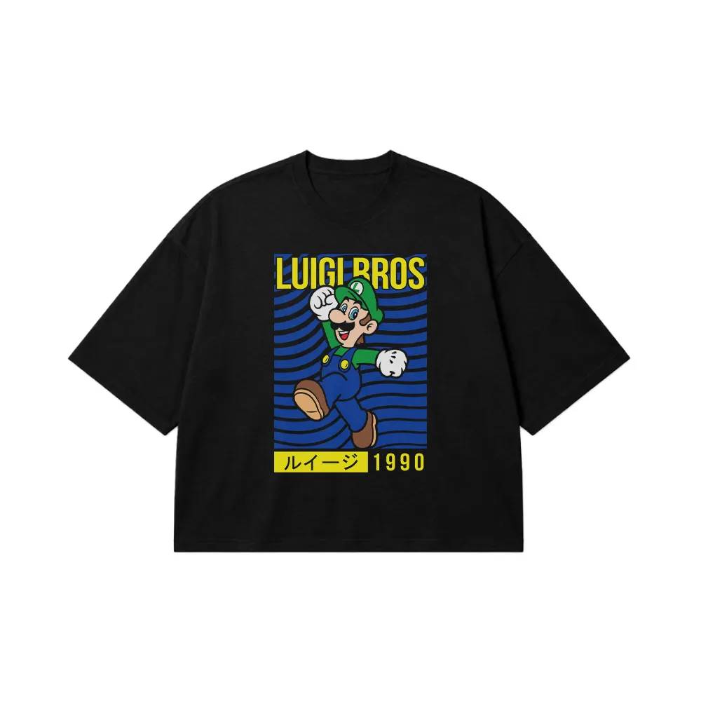 تیشرت باکسی سوپر ماریو طرح لوئیجی بروز (Luigi Bros) کد 1619