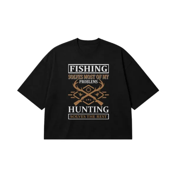 تیشرت باکسی شکار و ماهیگیری طرح Fishing Solves More Problems کد 16206