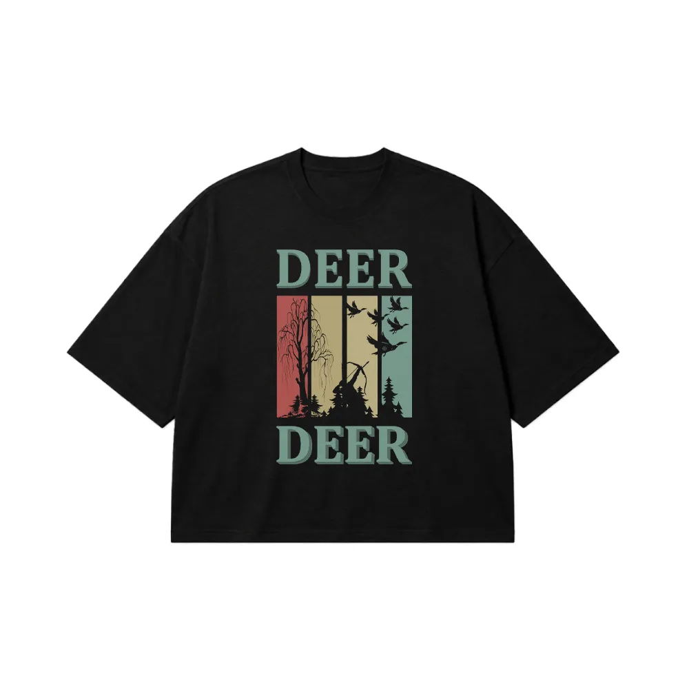 تیشرت باکسی شکار طرح Deer کد 16225