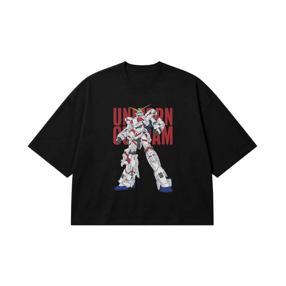 تیشرت باکسی انیمه گاندام طرح Unicorn Gundam کد 1627