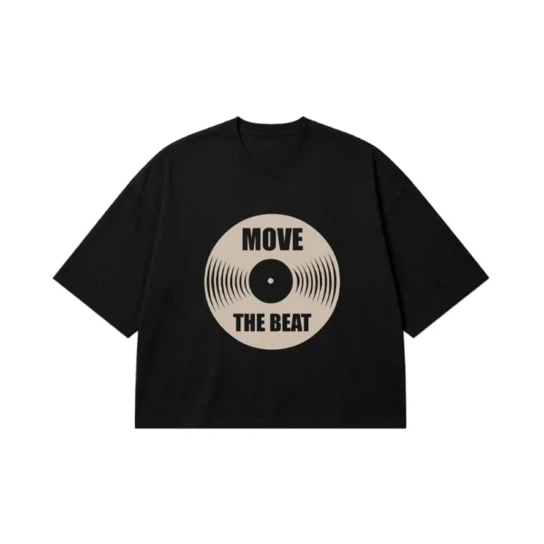 تیشرت باکسی صفحه گرامافون طرح Move the Beat کد 16433