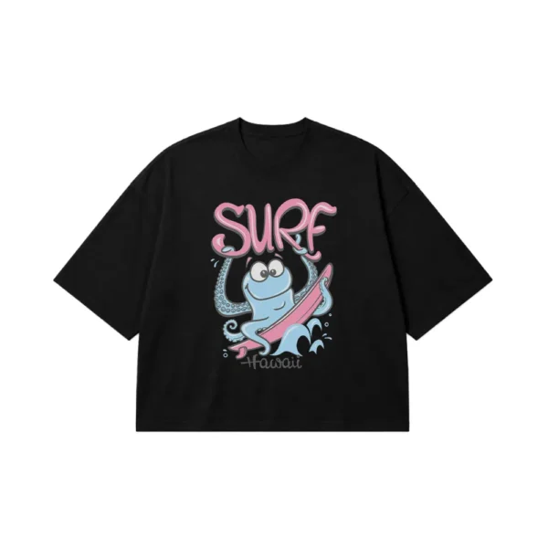 تیشرت باکسی اختاپوس موج‌سوار طرح Hawaii Surf کد 16492