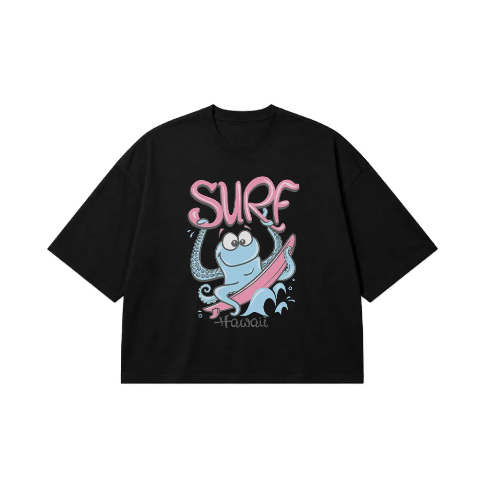 تیشرت باکسی اختاپوس موج‌سوار طرح Hawaii Surf کد 16492