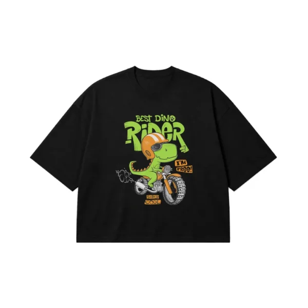 تیشرت باکسی دایناسور موتور سوار طرح Best Dino Rider کد 16505