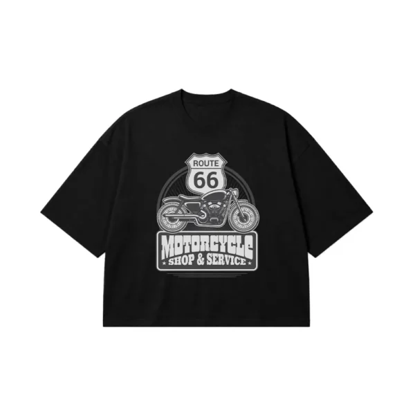 تیشرت باکسی موتور سیکلت طرح Route 66 Shop and Service کد 16538