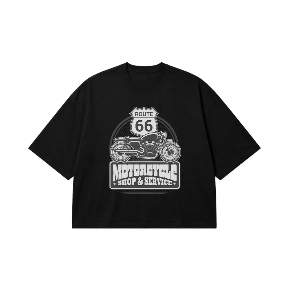 تیشرت باکسی موتور سیکلت طرح Route 66 Shop and Service کد 16538