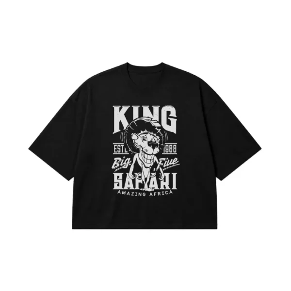 تیشرت باکسی شیر طرح سافاری بزرگ آفریقا (Big Safari) کد 16551