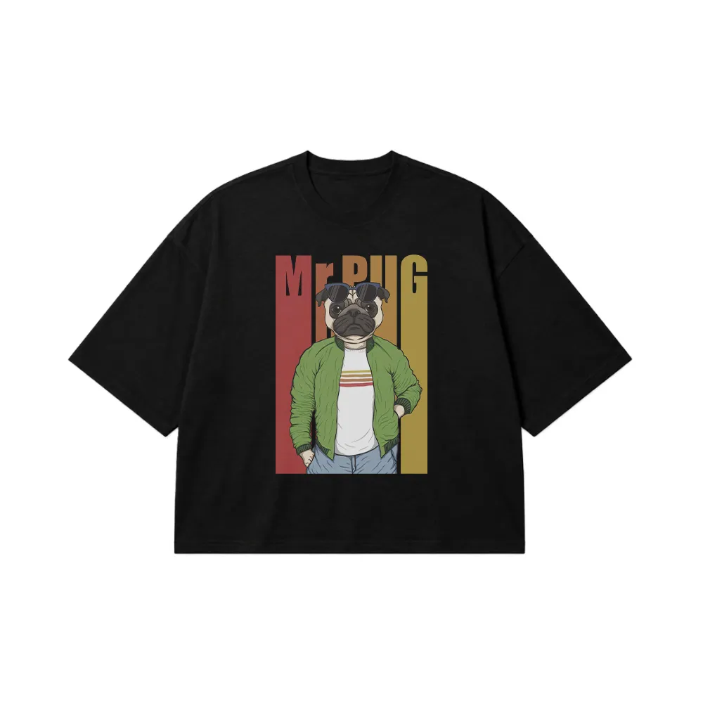تیشرت باکسی سگ پاگ طرح Mr Pug کد 16629