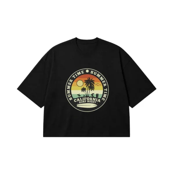تیشرت باکسی تایپوگرافی California Surf Night کد 16673