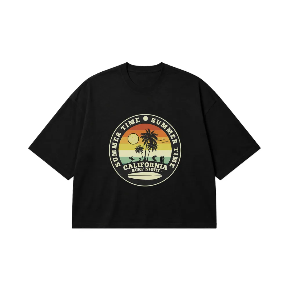 تیشرت باکسی تایپوگرافی California Surf Night کد 16673