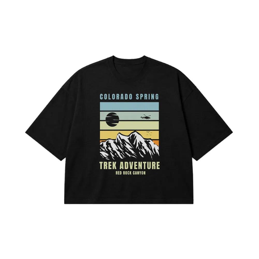 تیشرت باکسی طرح کوهستان Trek Adventure Colorado کد 16676