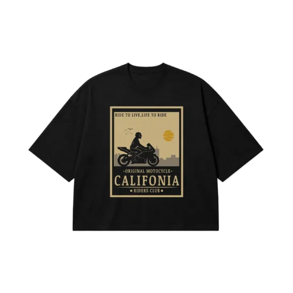 تیشرت باکسی موتورسیکلت طرح Ride to Live California کد 16686