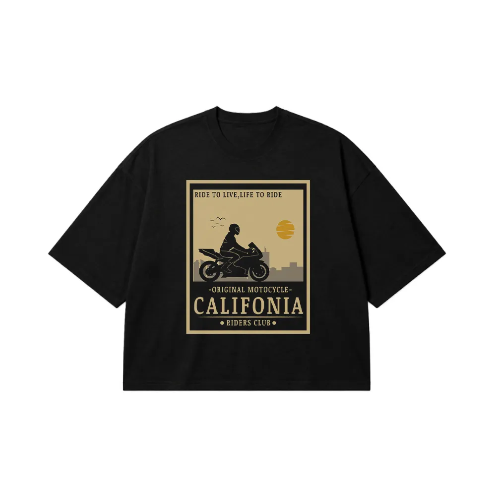 تیشرت باکسی موتورسیکلت طرح Ride to Live California کد 16686