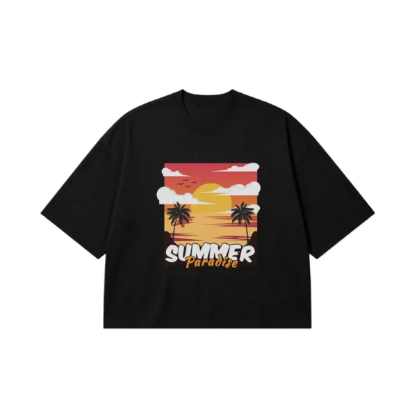 تیشرت باکسی ساحل طرح Summer Paradise California کد 16688