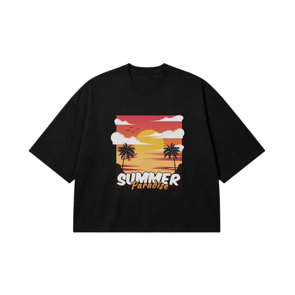 تیشرت باکسی ساحل طرح Summer Paradise California کد 16688