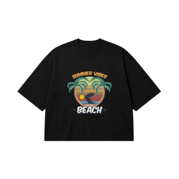 تیشرت باکسی طرح Summer Vibes Beach کد 16689