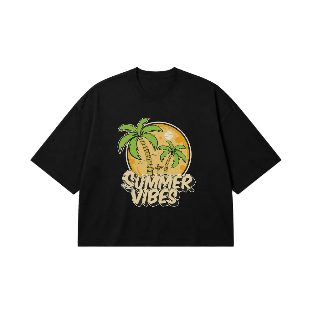 تیشرت باکسی طرح Summer Vibes نخل کد 16698