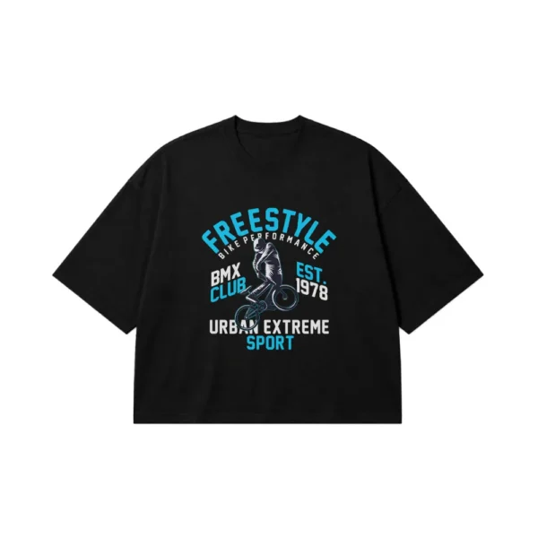تیشرت باکسی دوچرخه‌سواری طرح Freestyle BMX Club کد 16705