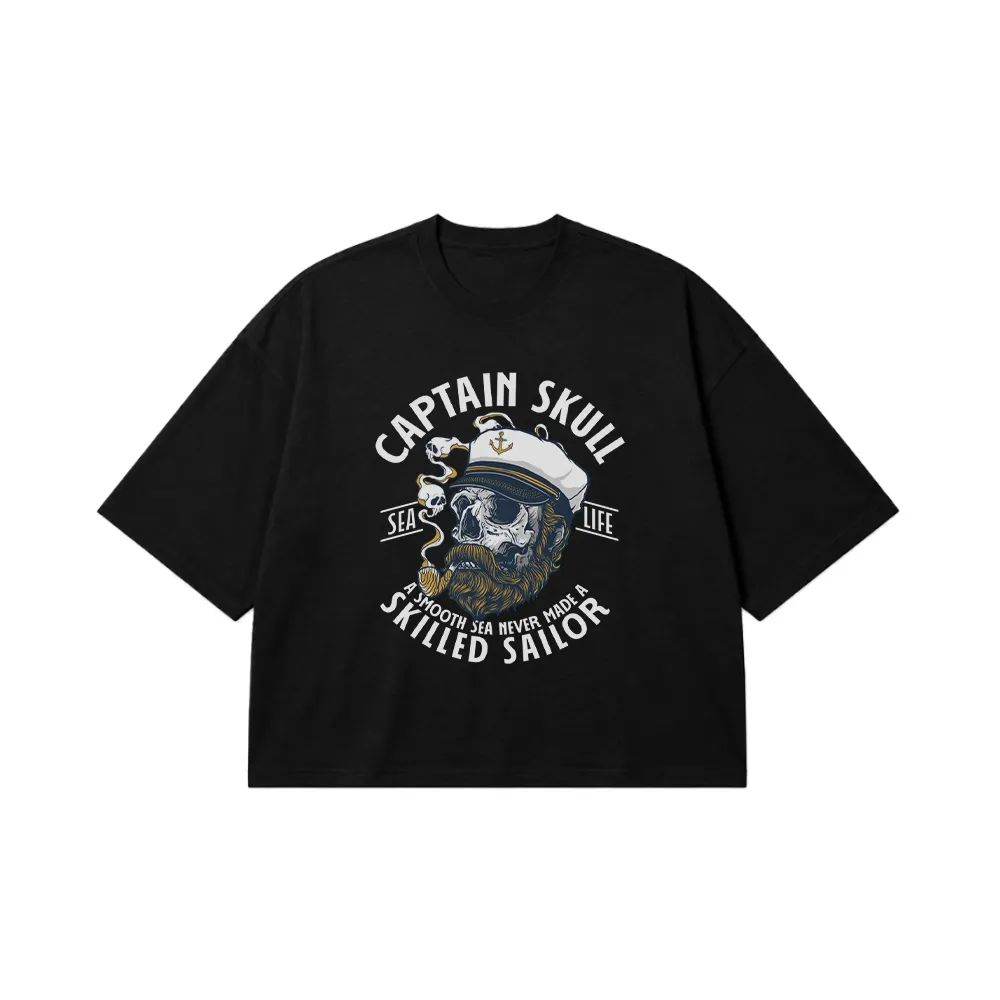 تیشرت باکسی جمجمه ملوان طرح Captain Skull کد 16707