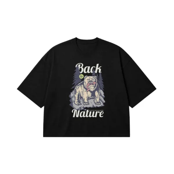 تیشرت باکسی طبیعت طرح خرس Back To Nature کد 16834