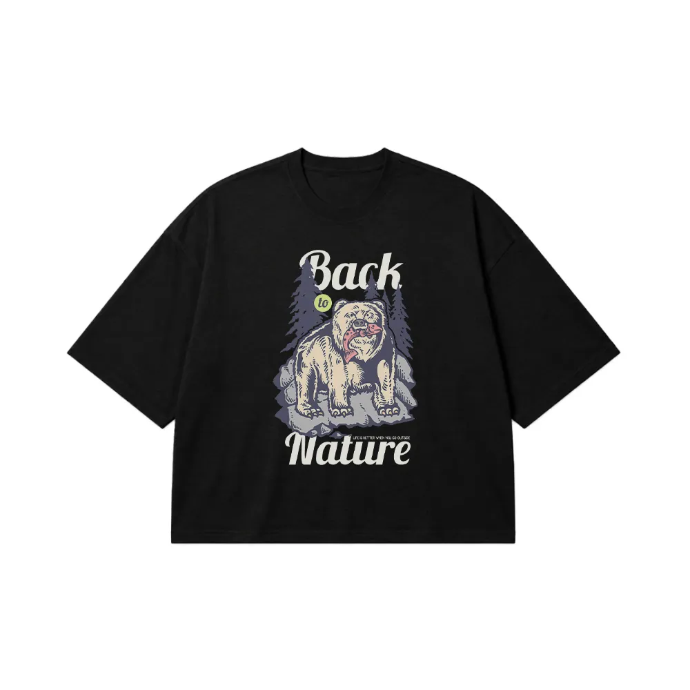 تیشرت باکسی طبیعت طرح خرس Back To Nature کد 16834