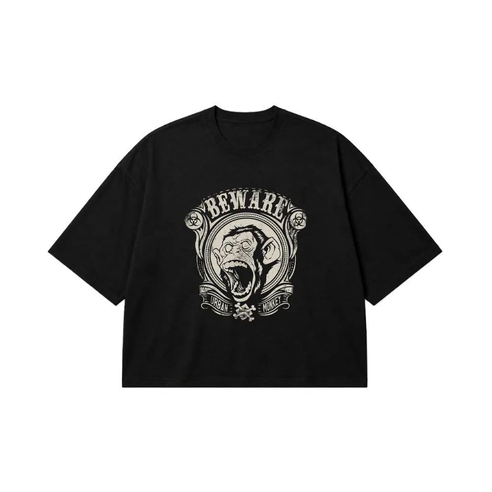 تیشرت باکسی میمون طرح Beware Urban Monkey کد 16843