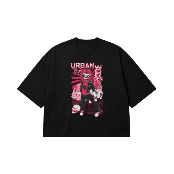 تیشرت باکسی شیر طرح خیابانی (Urban Lion) کد 16851