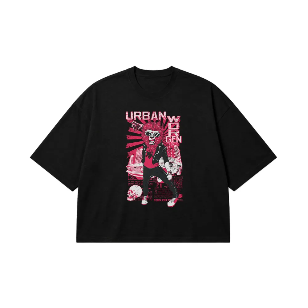 تیشرت باکسی شیر طرح خیابانی (Urban Lion) کد 16851
