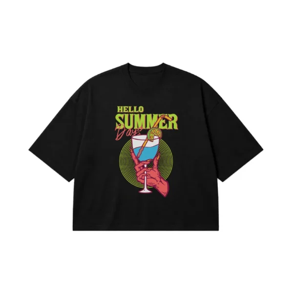 تیشرت باکسی تابستانی طرح Hello Summer Days کد 16928