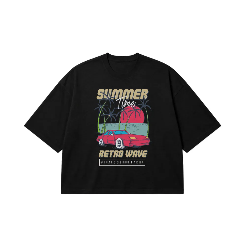 تیشرت باکسی رترو طرح Summer Time Retro Wave کد 16942