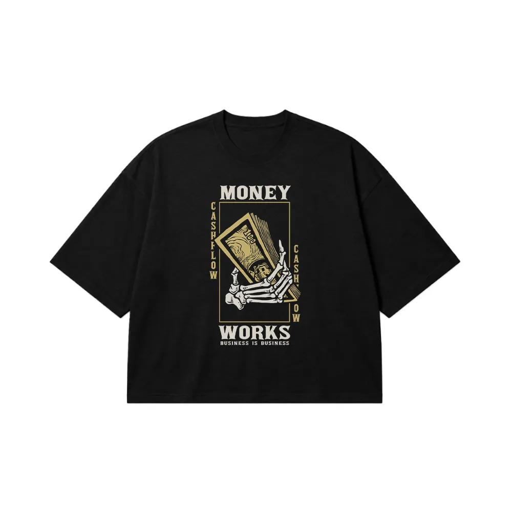 تیشرت باکسی نوشته Money Works Cash Flow کد 16948