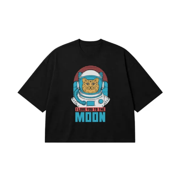 تیشرت باکسی گربه فضانورد طرح سفر به ماه کد 16961