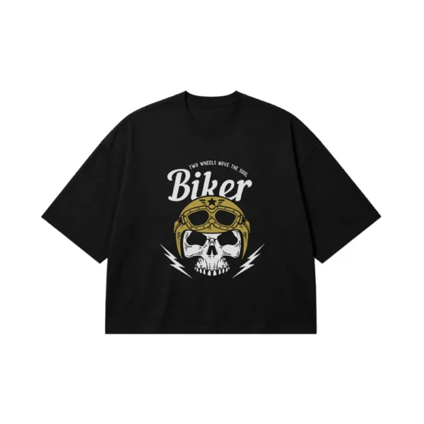 تیشرت باکسی جمجمه موتور سوار طرح Biker کد 16963