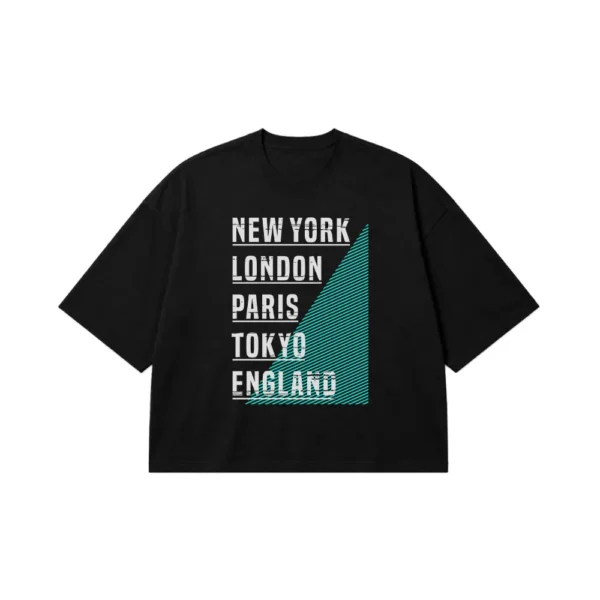 تیشرت باکسی نوشته شهرهای جهان New York London Paris Tokyo کد 17045