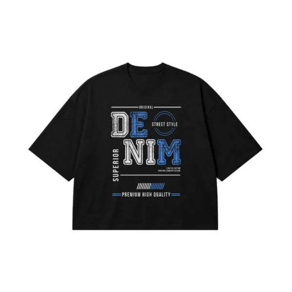 تیشرت باکسی نوشته Denim طرح استریت استایل کد 17058