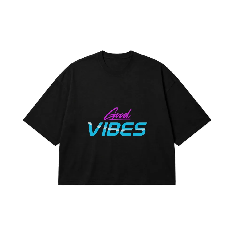 تیشرت باکسی طرح حال و هوای مثبت Good Vibes کد 17063